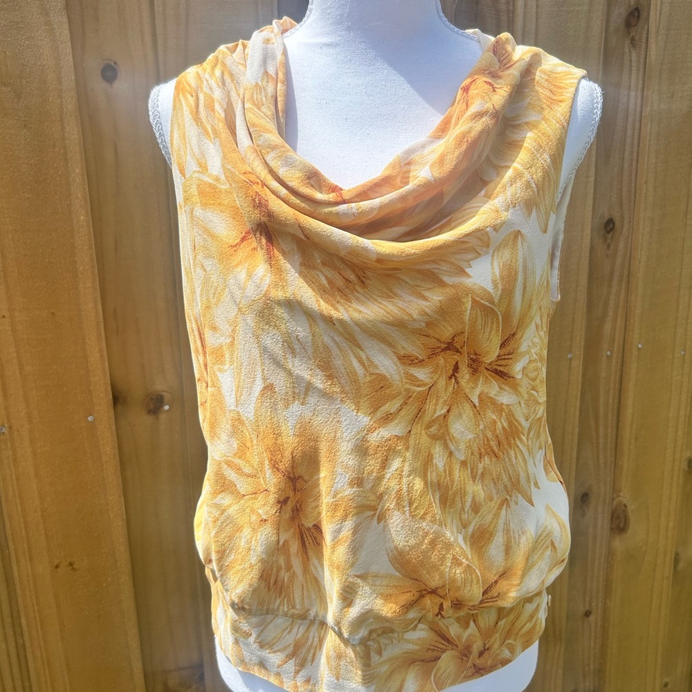 Floral Cowl Neck Sleeveless Top
